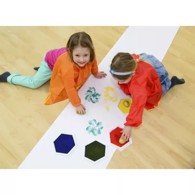 kids, künstlerisch, fingerabdruck, orange farbschutzmantel, roter mantel