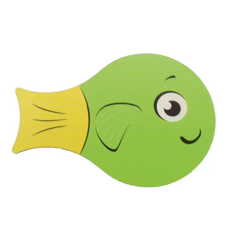 kindergarten, fisch, grüner fisch, gelber schwanz, cartoon
