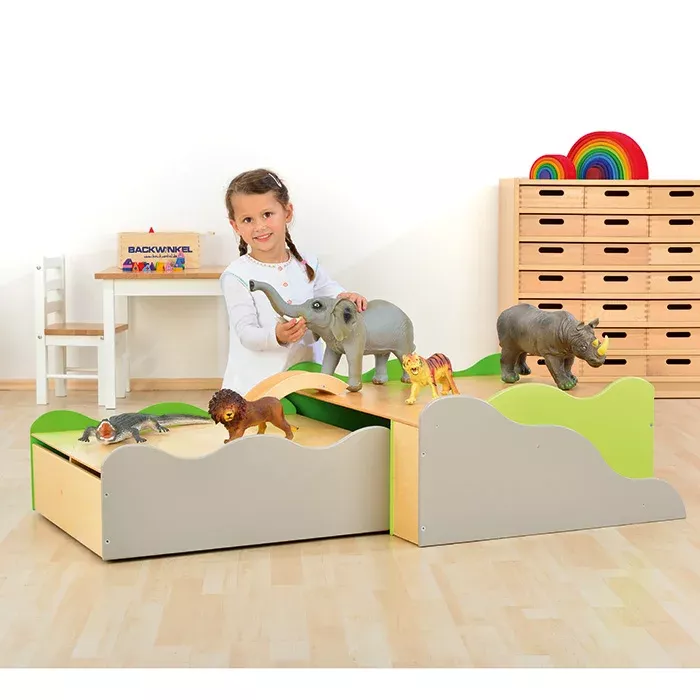 Spielzeugbrücke, Tierfiguren, Kinderzimmer, Holzspielzeug, Kinder-Spielset