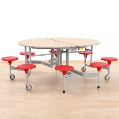 Roll-Klapptisch-Sitz-Kombination, rund, 8 Plätze
