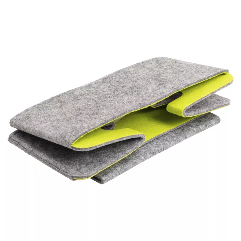Wallet, Felt, Grey, Neon lining, Folded