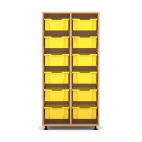 Mittelhohes Regal, 143,9 x 73,1 x 48, mit 12 Boxen