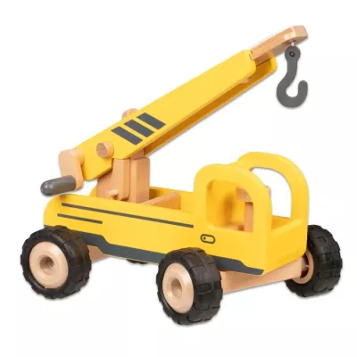 Holzspielzeug, Kran, Kranwagen, Gelb, Holzauto