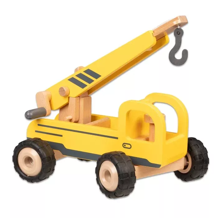 Holzspielzeug, Kran, Kranwagen, Gelb, Holzauto