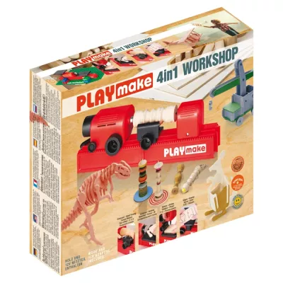 Spielzeug, 4in1 Workshop, Werkbank, Kunststoff, Holzfarben