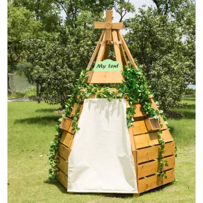 teepee, Holz, Garten, Spielzelt, Efeu-Dekor