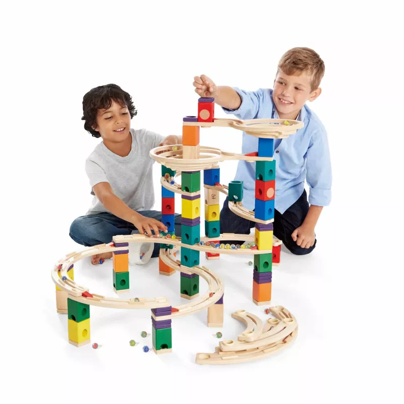 Kugelbahn, Holzbausteine, Kinder Spielzeug, Farbenfrohes BauSet, Murmye Bahn