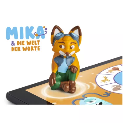 figurine, Fuchs, Brille, blaue Weste, grüne Hose