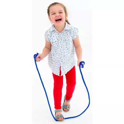 Kindershirt, Blümchenmuster, kurzarm, hellblau, rot