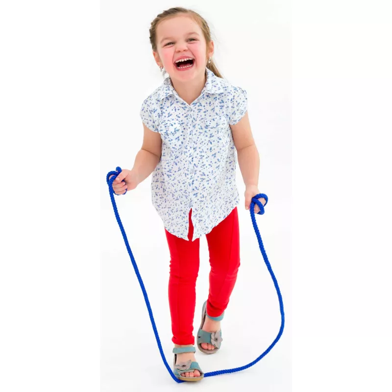 Kindershirt, Blümchenmuster, kurzarm, hellblau, rot