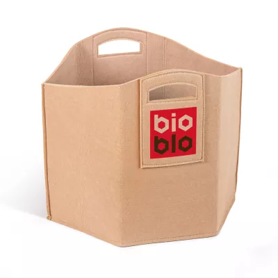 Taschenorganizer, Aufbewahrungsbox, Faser/Filzbeutel, Bio-Logo, Beige