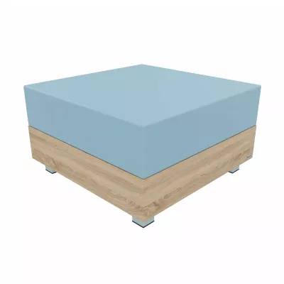 Sofa, Sitzauflage, Bodenkissen, Holzsockel, Blau