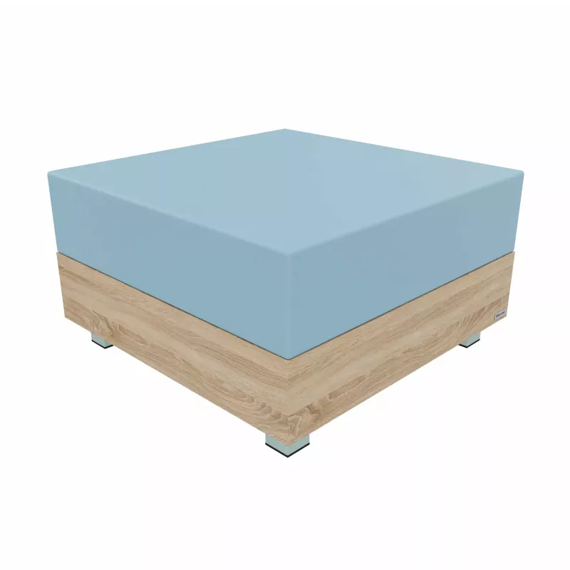 Sofa, Sitzauflage, Bodenkissen, Holzsockel, Blau