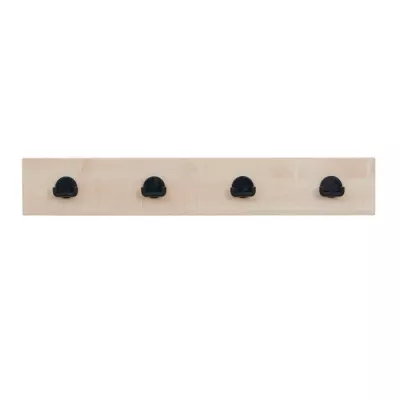 Holzleiste, Wandhaken, Garderobenhaken, 4 Haken, natur Holz