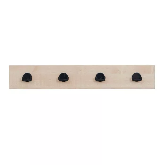 Holzleiste, Wandhaken, Garderobenhaken, 4 Haken, natur Holz