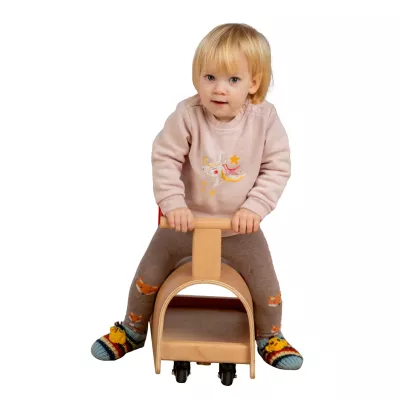 Kinder, Kinderfahrzeug, Rutscher, Holz, Grau