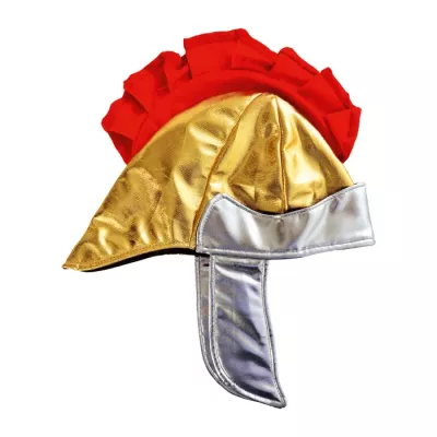 Galaxie helm, Metallhelm, rote Feder, goldene Platte, silberner Visier