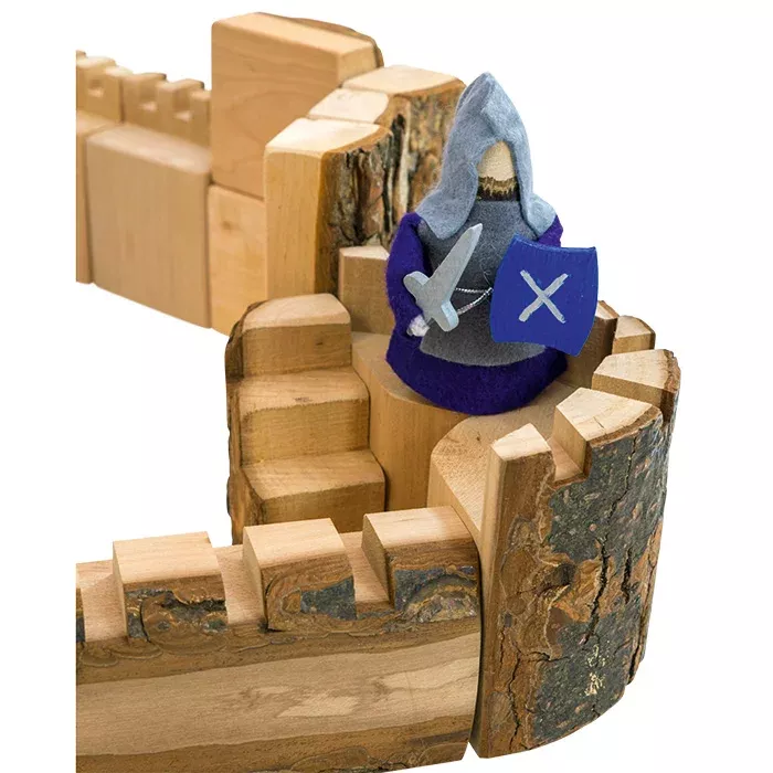 Holzblockturm, Holzspielzeug, Ritter, Waldkreatur, Puppenspielzeug