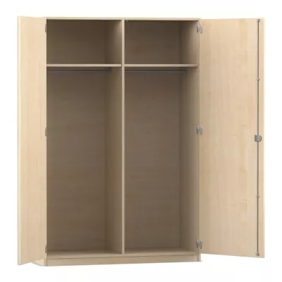 Kleiderschrank, Schrank, offene Türen, Schrank mit Fächern, Holzoptik