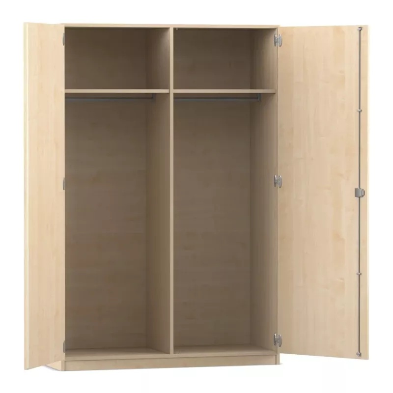 Kleiderschrank, Schrank, offene Türen, Schrank mit Fächern, Holzoptik