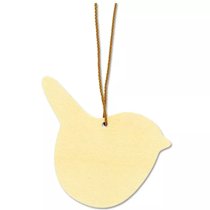 hängender deko, Vogelform, Holzanhänger, blasses gelb, Kartenanhänger