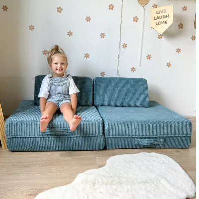 Hochsitz, Kinder-Sofa, Teal, Corduroy, Sitzkissen