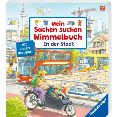 Kinderbuch, City Tour, Fahrradanhänger, Stadtansicht, Illustration