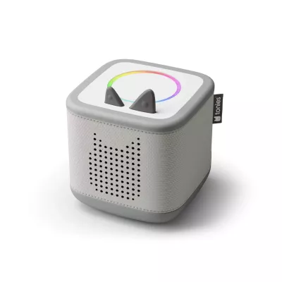 Bluetooth-Lautsprecher, Tragbar, Stoffbezug, LED-Ring, Kubusform
