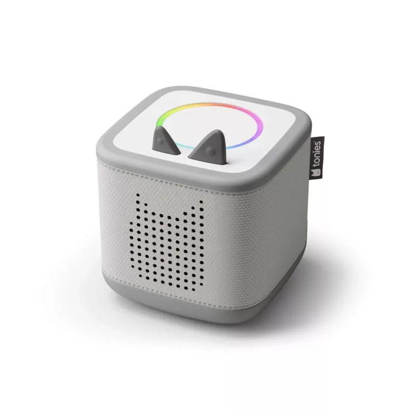 Bluetooth-Lautsprecher, Tragbar, Stoffbezug, LED-Ring, Kubusform