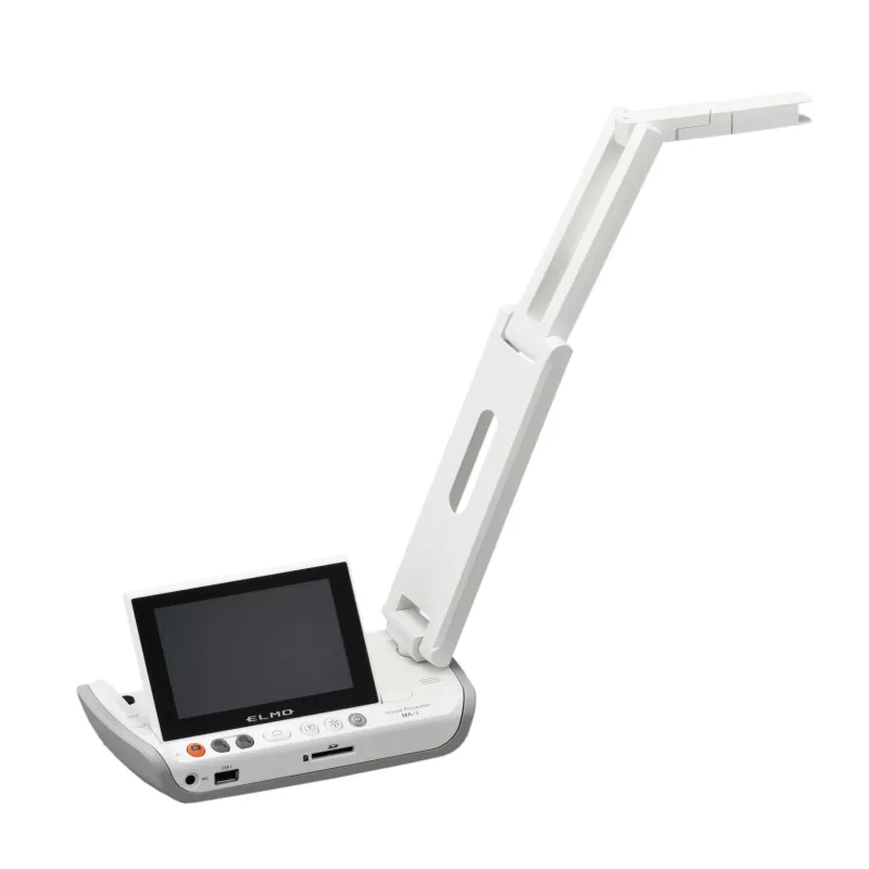 portabler Scanner, Dokumentenscanner, Tischlampe, verstellbarer Arm, weißes Gerät