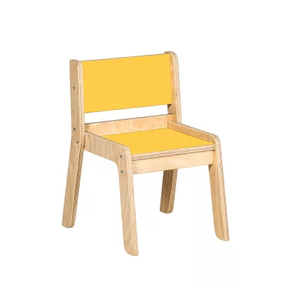 Kleiner Stuhl, Holzstuhl, Gelb Rückenlehne, Gelber Sitz, Kindermöbel