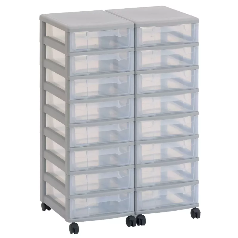 Aufbewahrungsdrawer, Schubladenbox, Transparent, Rollcontainer, Klapptür/Schubladen