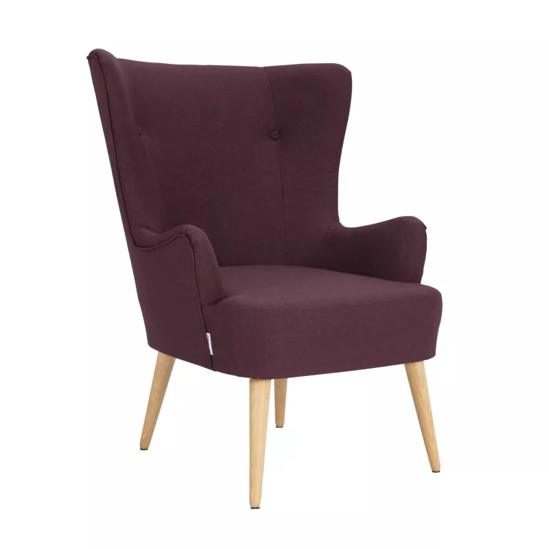 Sessel, Charcoal Lila, Pulverbeschichtete Beine, Holzbeine, Garniturstuhl