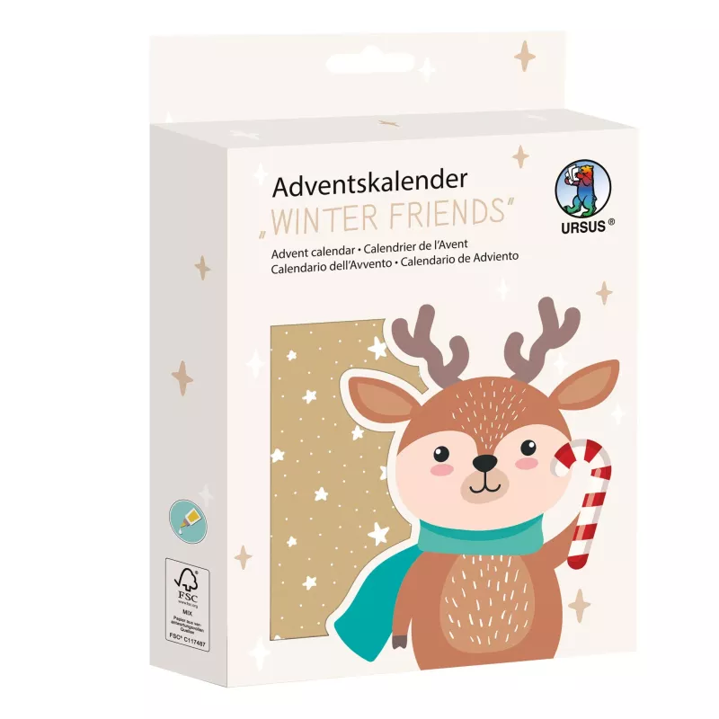 Adventskalender, Winter Friends, Reh, Schal, Schneeflocke