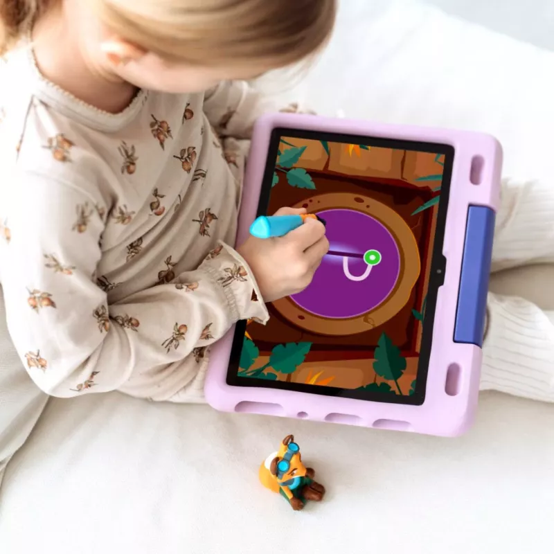 Tablet, Kindertablet, Stift, Lila Hülle, Bildungs-App