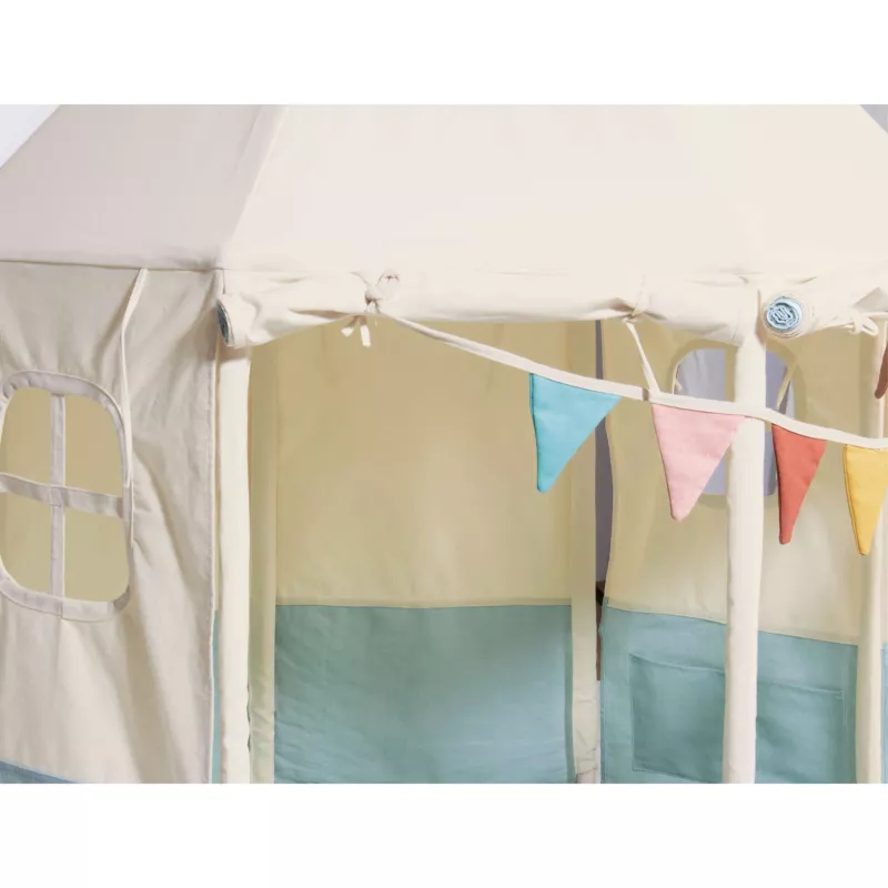 Kids tent, Play tent, Pastel colors, Bunting flags, Fabric tent features