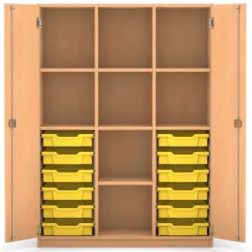 Mittelhoher Schrank, 143,9 x 108,5 x 50 cm, mit 12 Boxen und 7 Böden