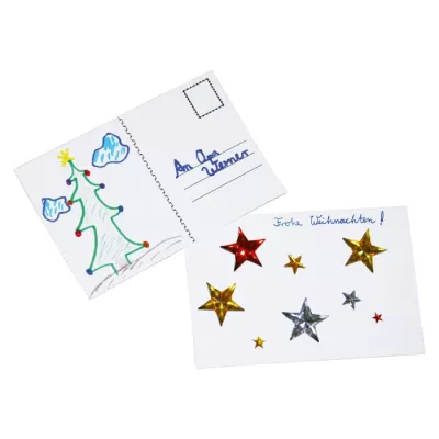 Weihnachtskarte, Briefkarte, Sterne, Weihnachtsdesign, Kartenaufdruck