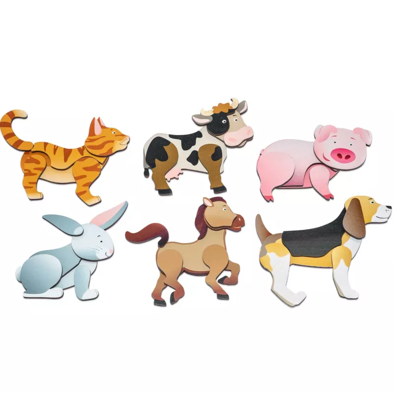 Tierfiguren, Tier-Illustrationen, Holzpuzzle, Tiermotive, Tierfiguren-Set