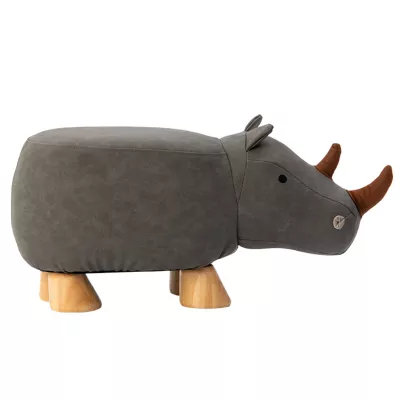 Dekofigur, Tierfigur, Rhino, Grau, Holzfüße