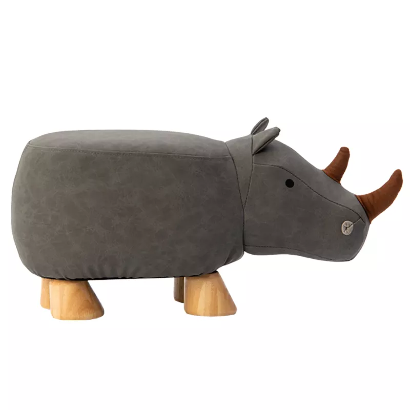 Dekofigur, Tierfigur, Rhino, Grau, Holzfüße