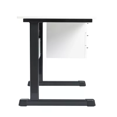 Schreibtisch, Schreibtischbein, Metallgestell, Schubladenmodul, weiß-schwarz