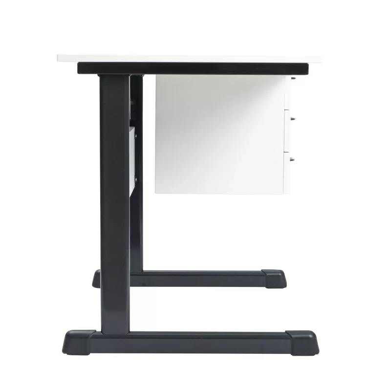 Schreibtisch, Schreibtischbein, Metallgestell, Schubladenmodul, weiß-schwarz