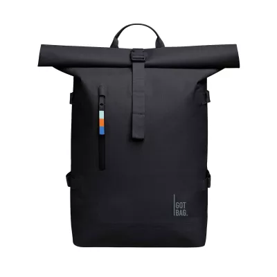 Rucksack, Schwarz, Rolltop, Reißverschluss-Tasche, Got Bag Logo