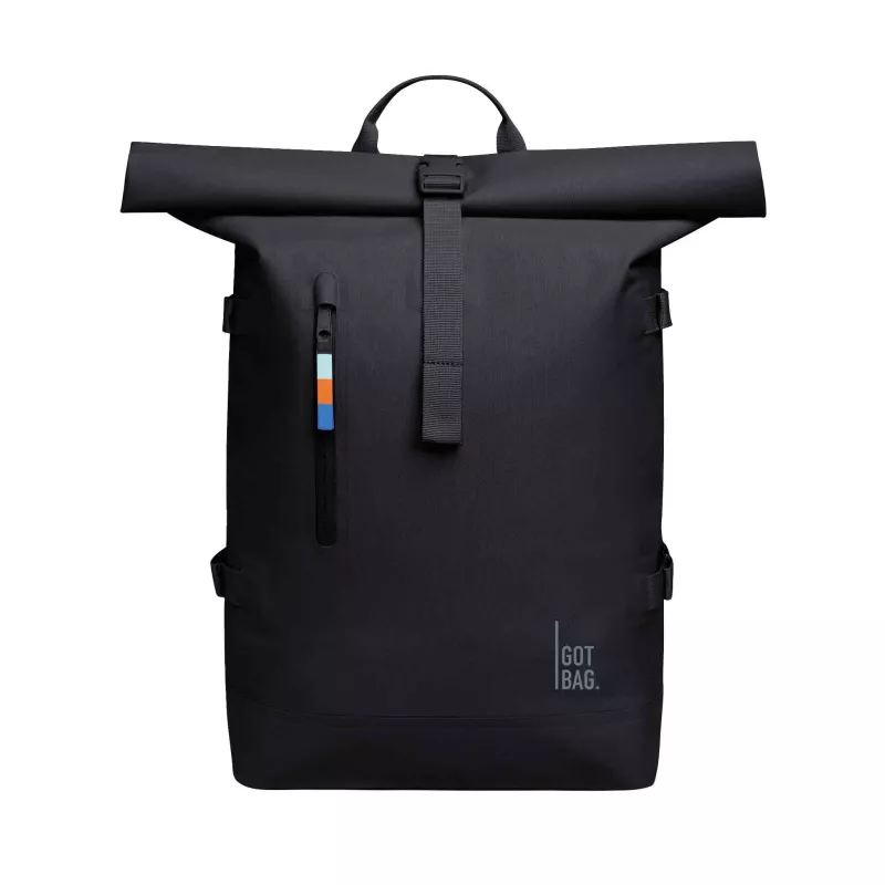 Rucksack, Schwarz, Rolltop, Reißverschluss-Tasche, Got Bag Logo
