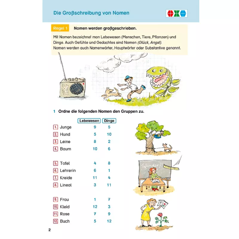 Schule, Arbeitsblatt, Nomen, Großschreibung, Zuordnung