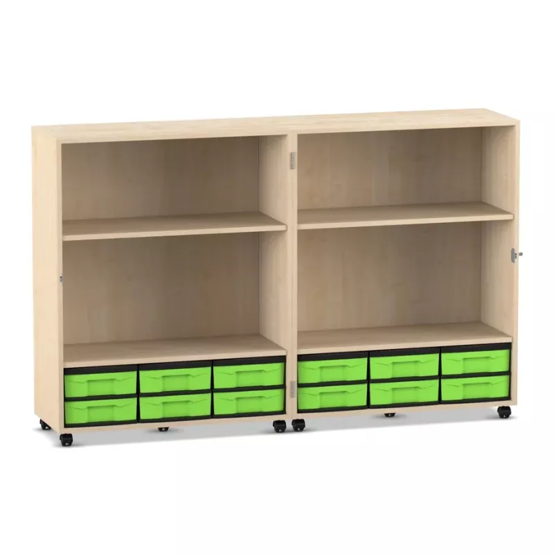 Wohnregal, Lagerregal, Schubladenboxen, PALETTE Grün, Rollregal