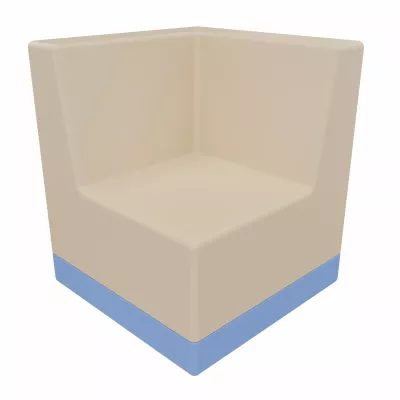 Eckstuhl, Beige Sitz, Blauer Sockel, Sessel, Sitzmöbel