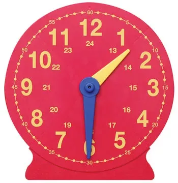timeteller, analog clock, red clock, plastic clock, hour hand