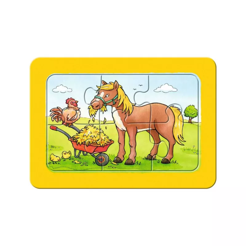 Puzzles, Herde­n­tier, Pferd, Huhn, Heu